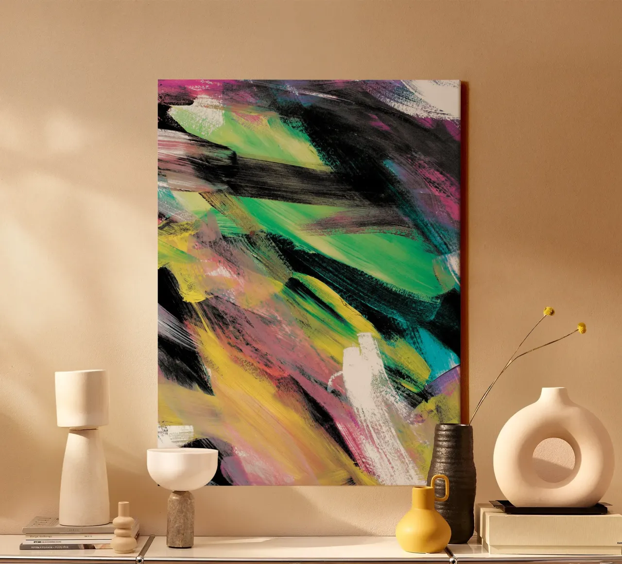 Abstract Artwork Colourful #1 Leinwand mit Schattenfugenrahmen von kathrinmay