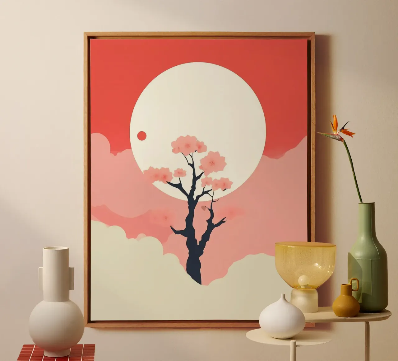 pink gradient cloud canvas met Baklijst van throme