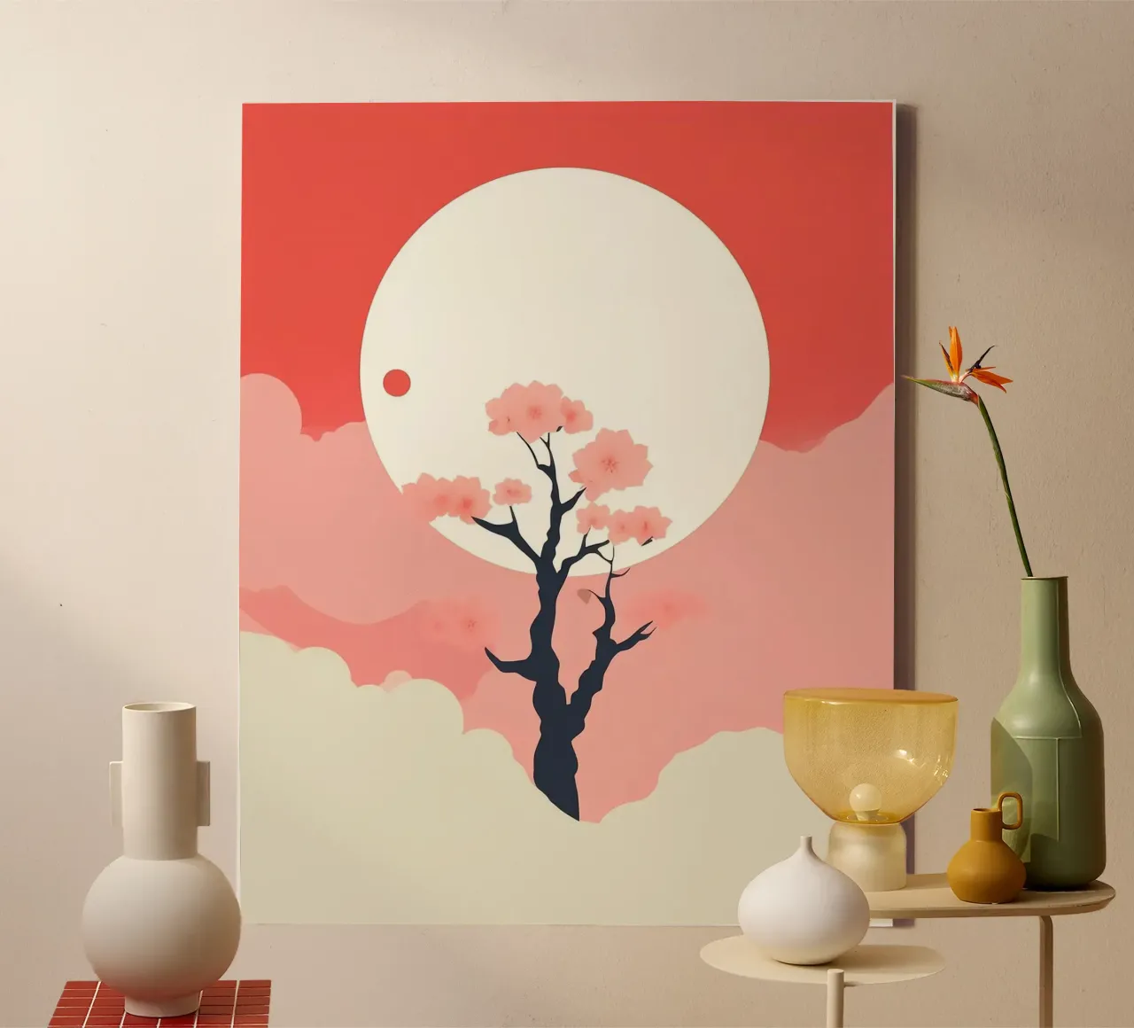 pink gradient cloud canvas met Baklijst van throme