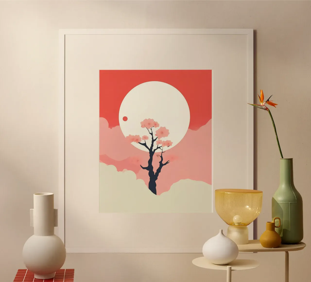 pink gradient cloud poster con telaio in alluminio da throme