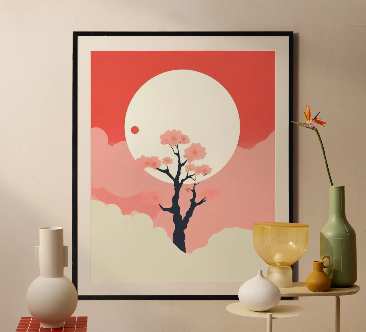 pink gradient cloud poster con telaio in alluminio da throme