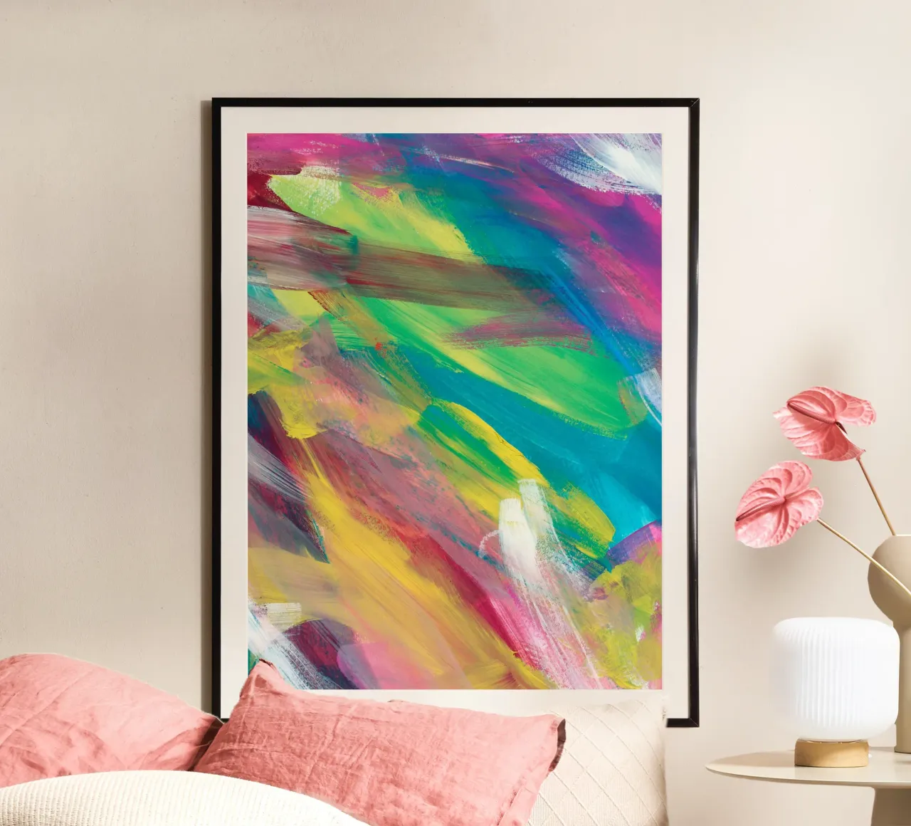 Abstract Artwork Colourful #2 poster con telaio in plastica da kathrinmay