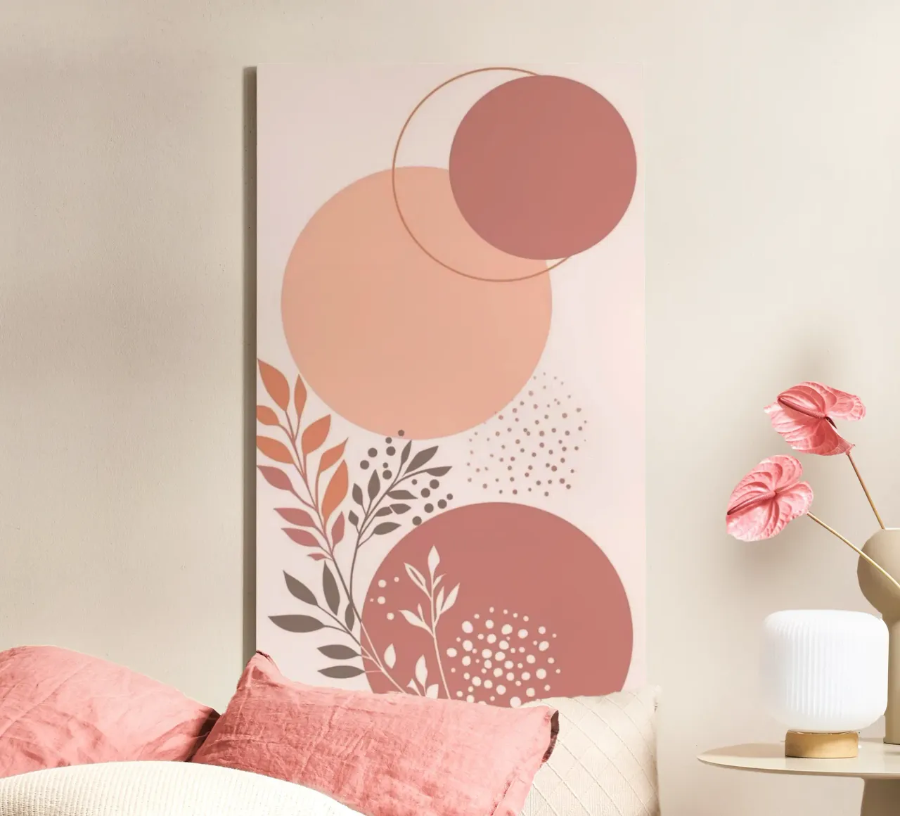 circle branch pink gradient tela con Cornice a cassetta da throme