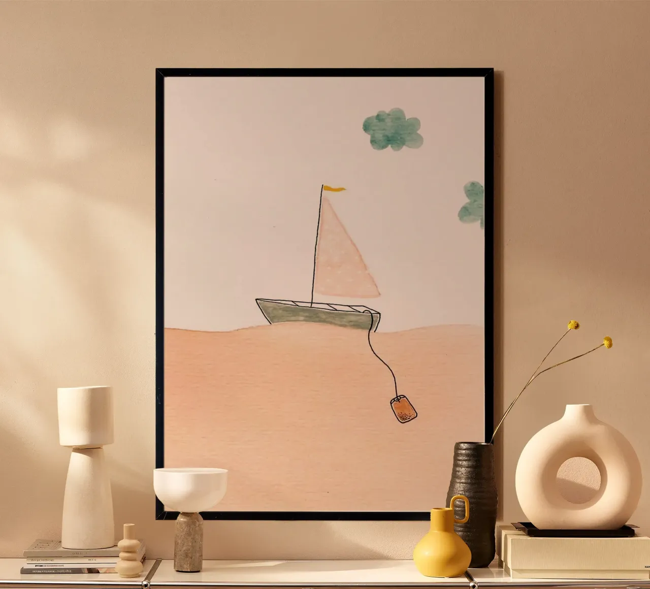 boat on curve line poster da throme