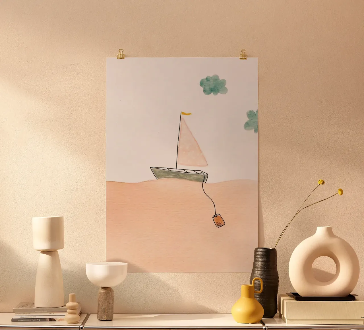 boat on curve line poster da throme