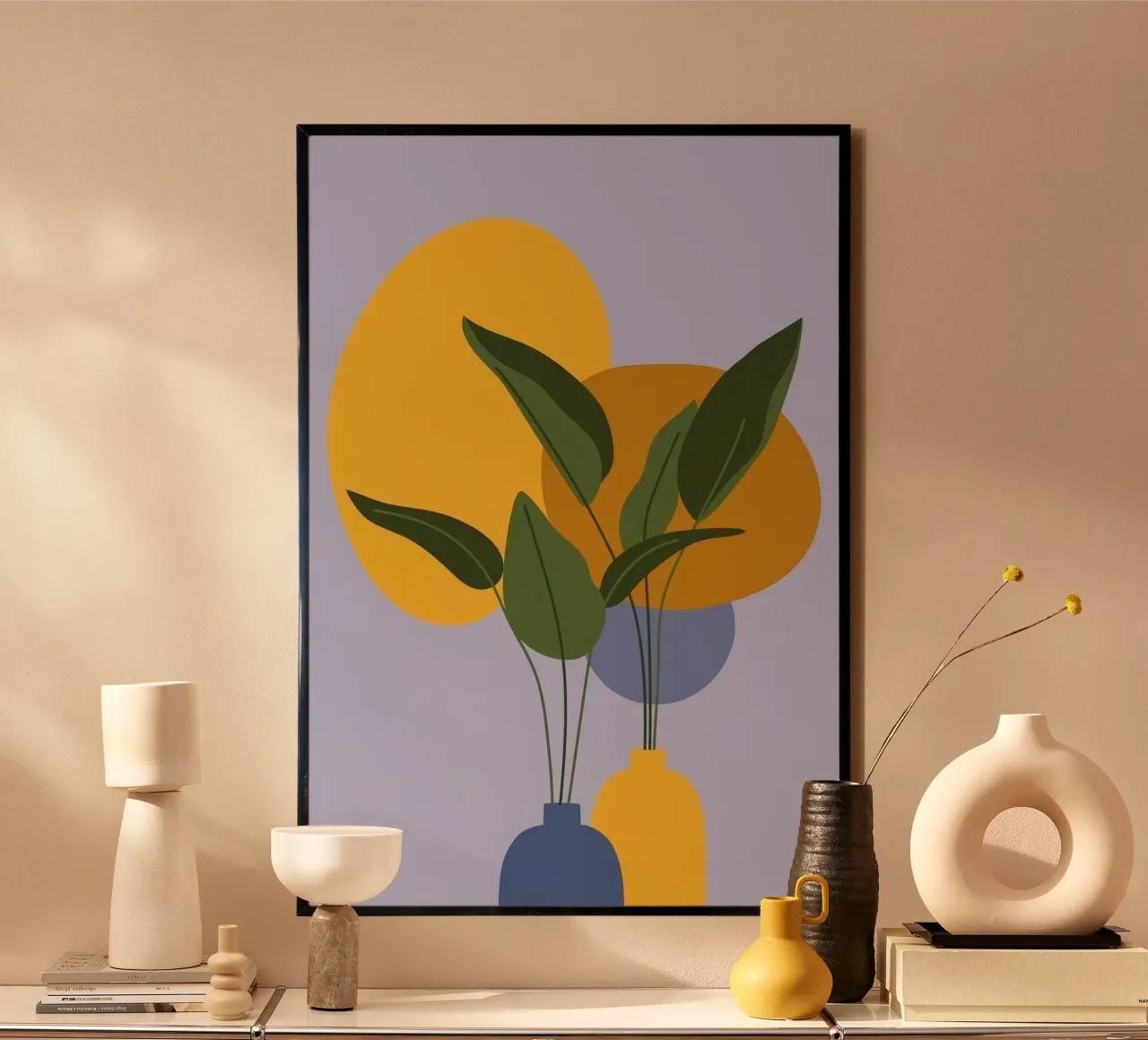 pastel colorfull vase poster con telaio in alluminio da chaodays