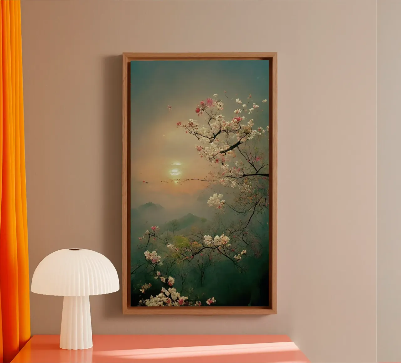 soft green gradient canvas met Baklijst van throme