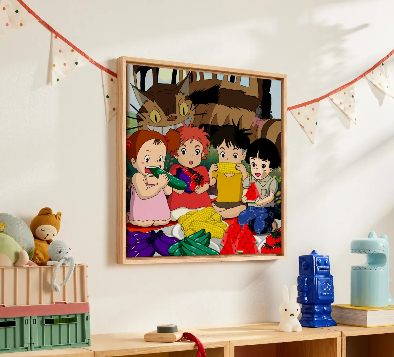 Cibo sano - Ponyo e gli amici tela con Cornice a cassetta da sophielouise.designs