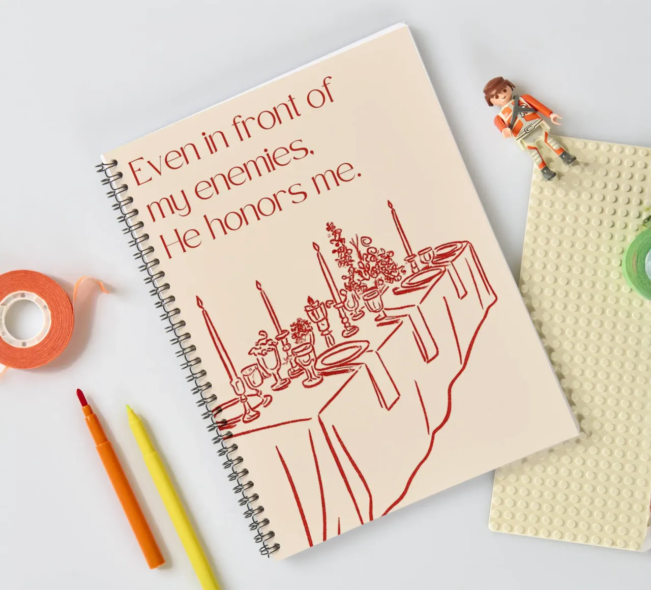 Even in Front of My Enemies He Honors Me spiral notebook by vintagepod