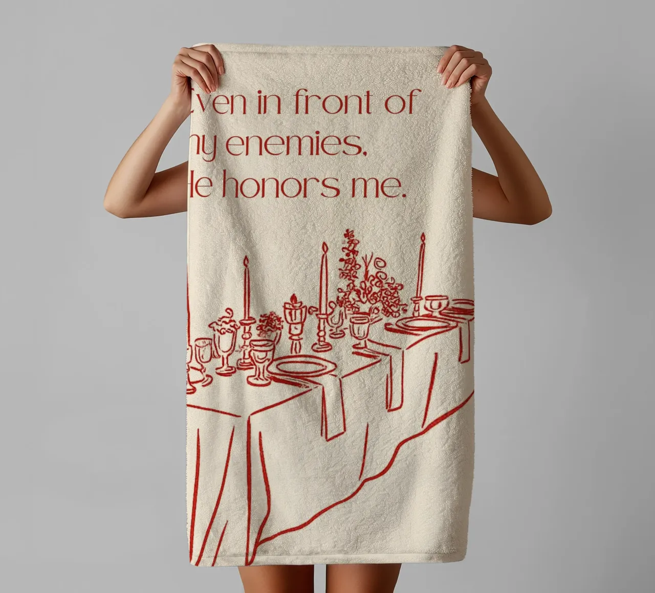 Even in Front of My Enemies He Honors Me towel by vintagepod