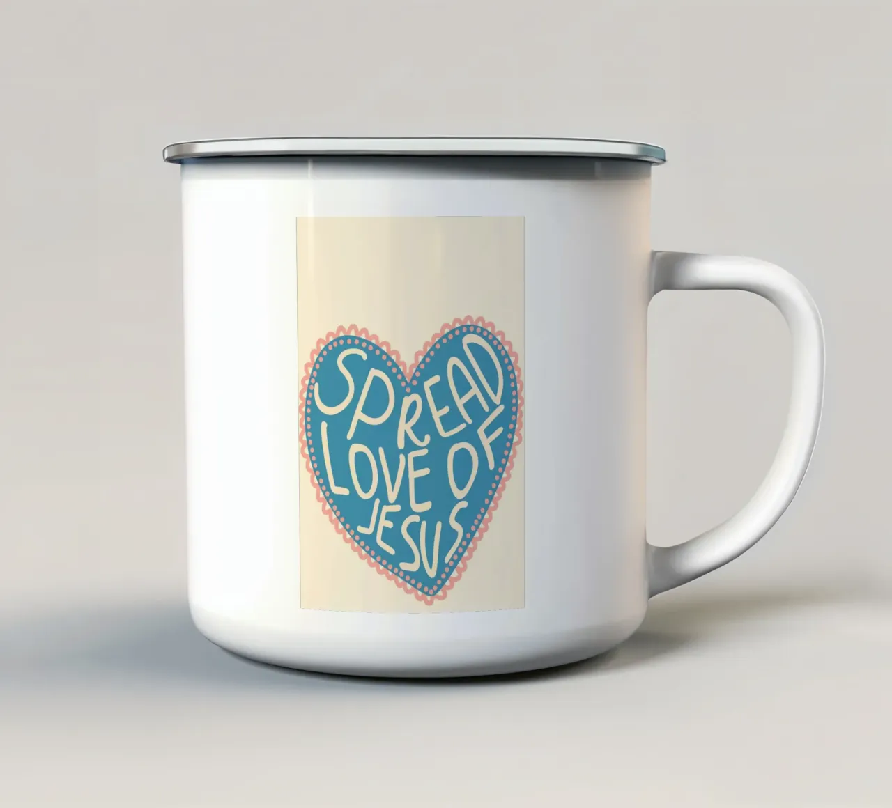 Diffondere l'amore di Gesù - Stampa d'arte del cuore tazza in smalto da vintagepod