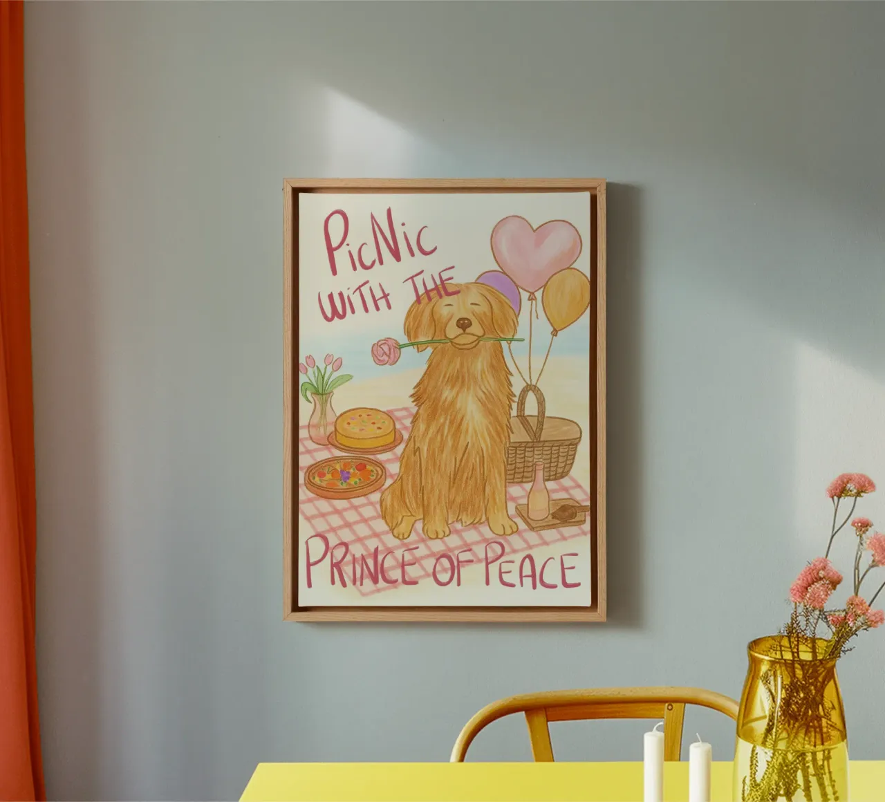 Picknick met de Prins van de Vrede canvas met Baklijst van vintagepod