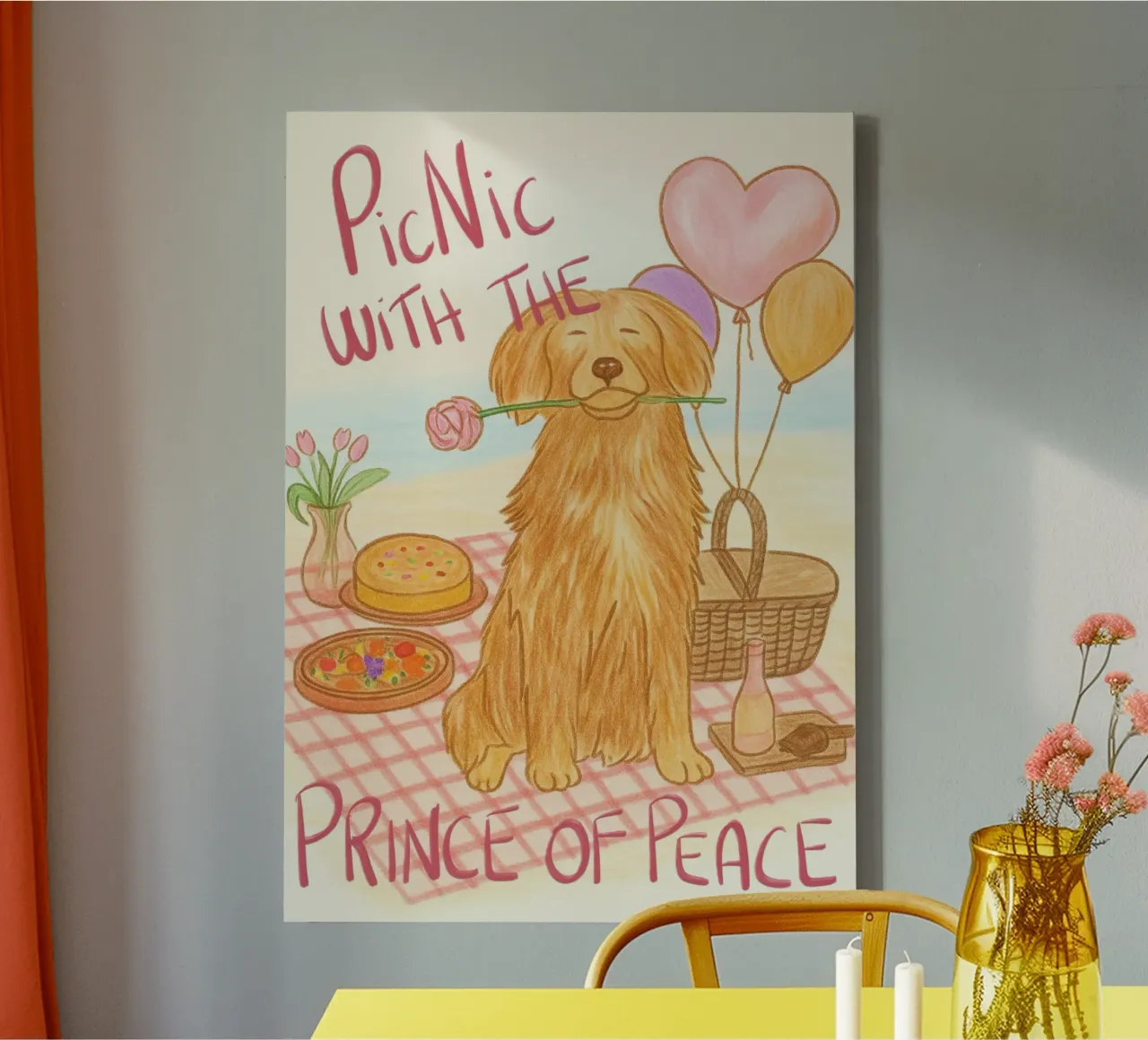 Picknick met de Prins van de Vrede canvas met Baklijst van vintagepod