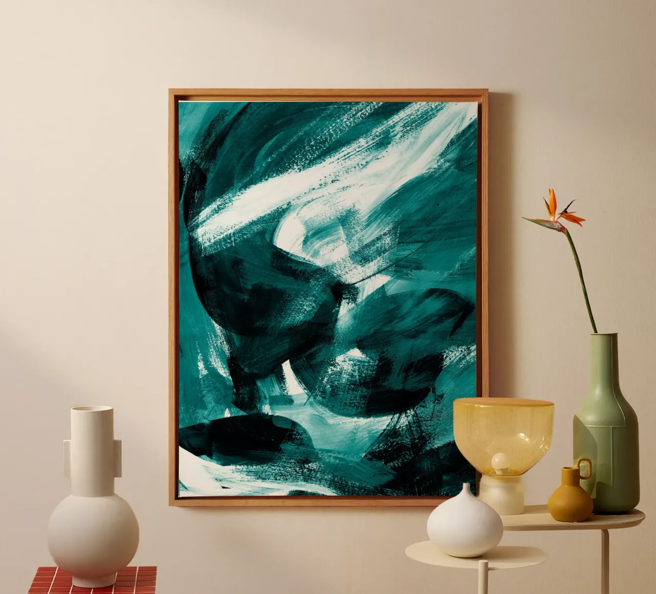 Abstract Artwork Petrol #1 tela con Cornice a cassetta da kathrinmay