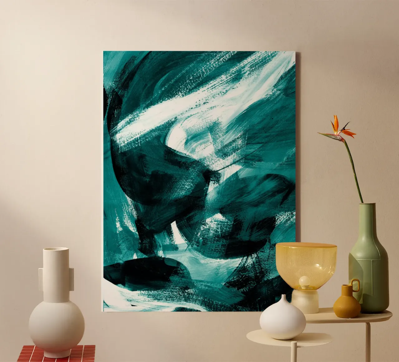 Abstract Artwork Petrol #1 tela con Cornice a cassetta da kathrinmay