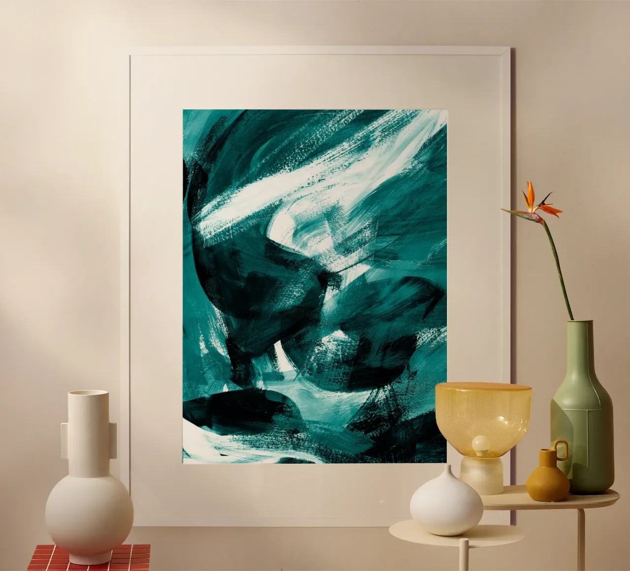 Abstract Artwork Petrol #1 poster con telaio in alluminio da kathrinmay