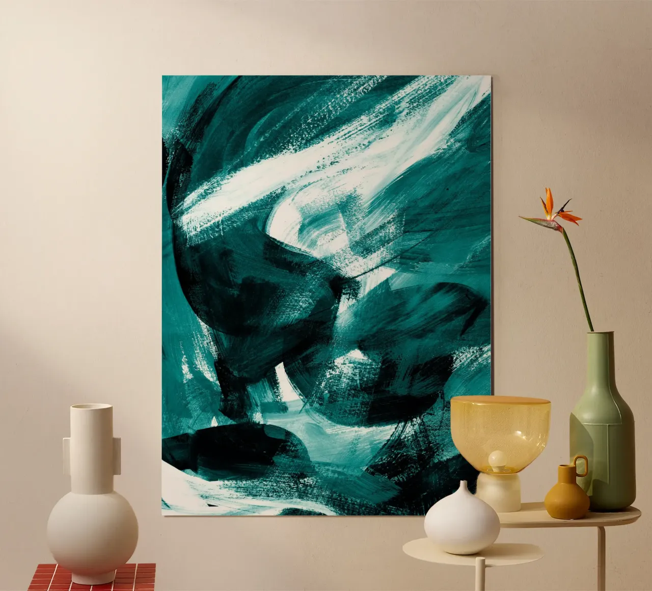 Abstract Artwork Petrol #1 poster con telaio in alluminio da kathrinmay