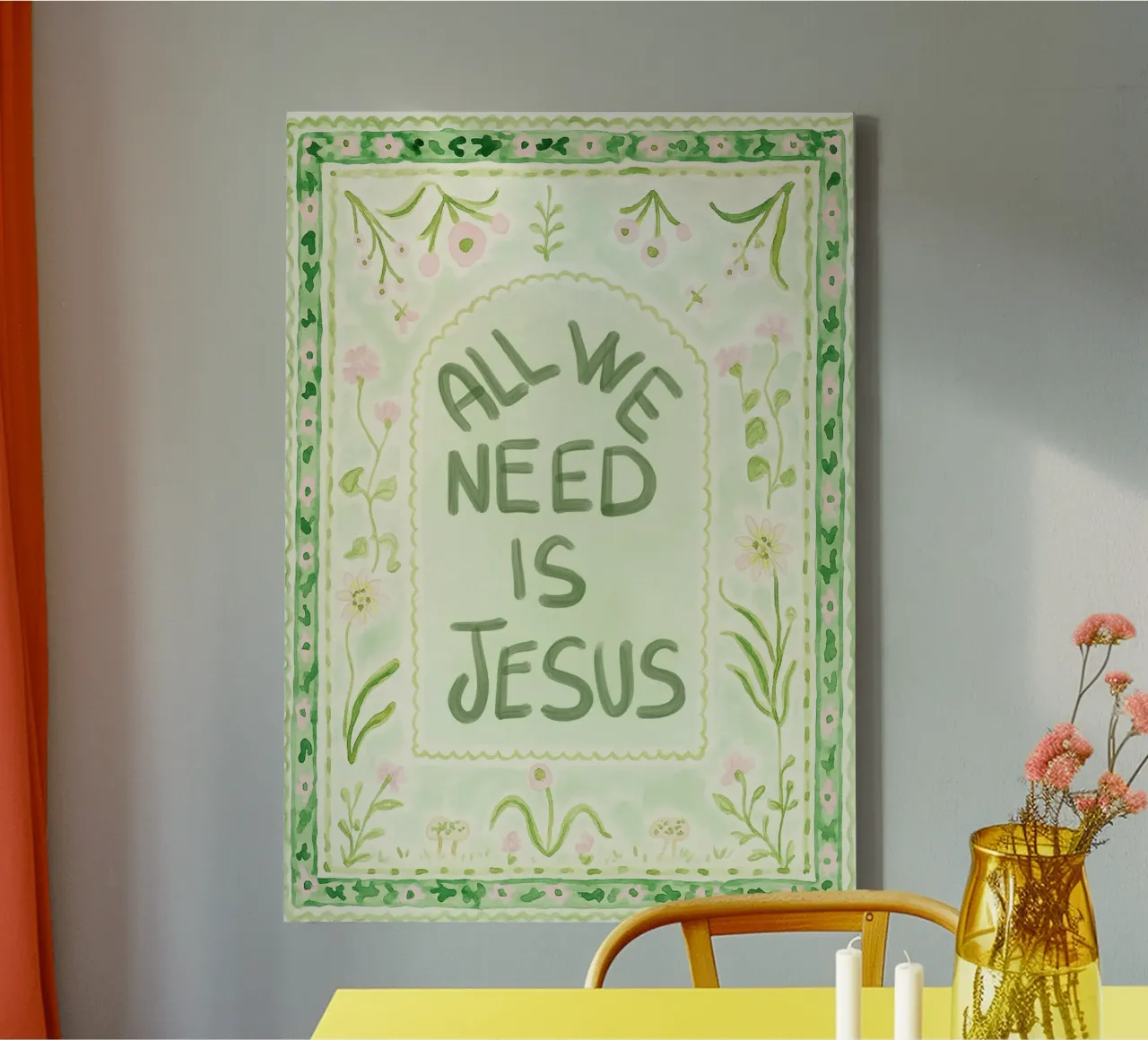 All We Need is Jesus - Christian Art canvas with Floater frame by vintagepod