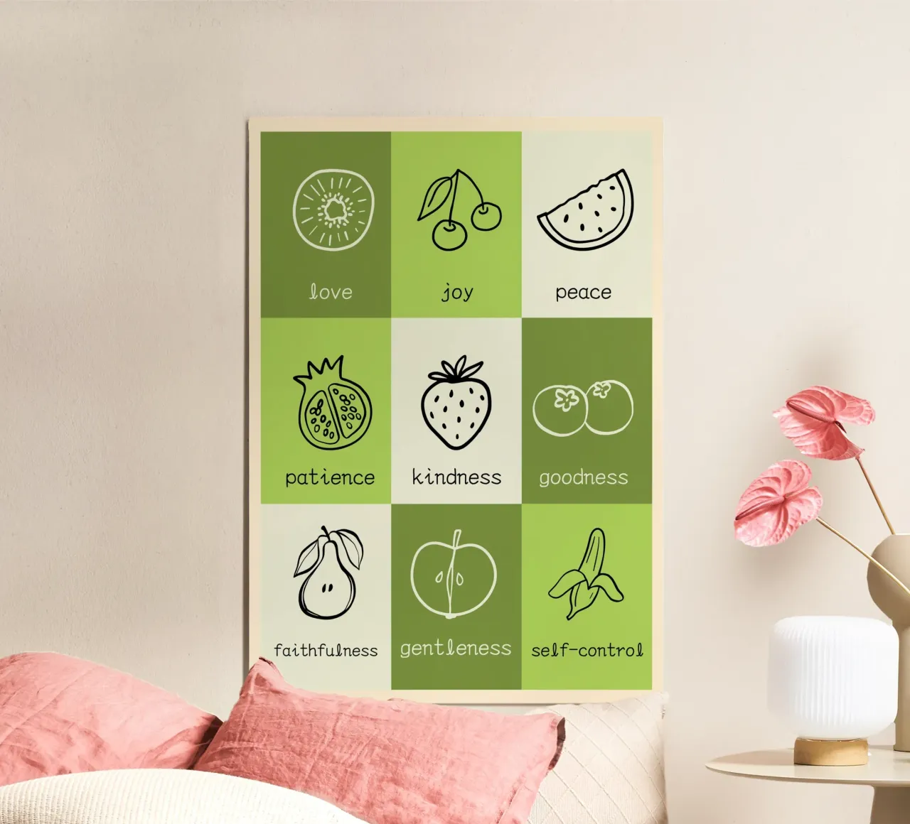 Frucht des Geistes Minimalistischer Rasterdruck Poster von vintagepod