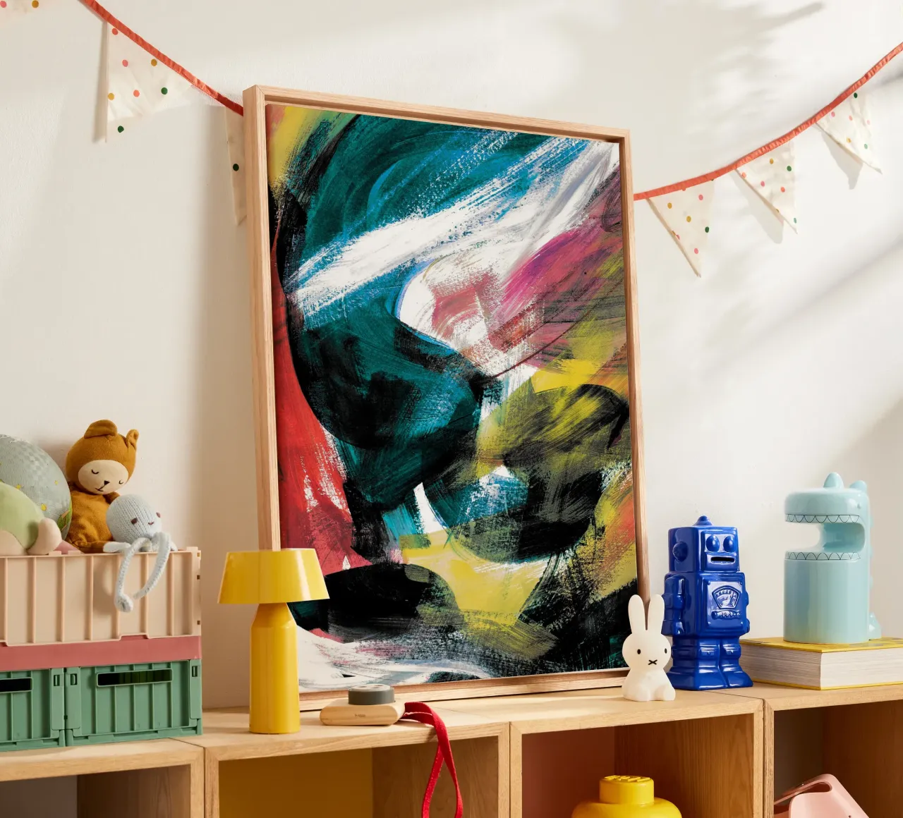 Abstract Artwork Colourful #4 Leinwand mit Schattenfugenrahmen von kathrinmay