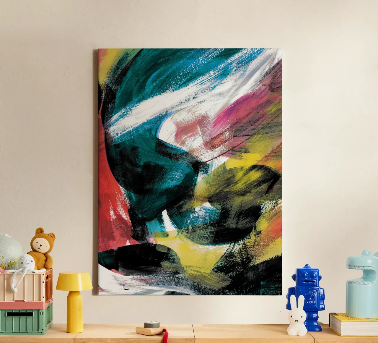 Abstract Artwork Colourful #4 Leinwand mit Schattenfugenrahmen von kathrinmay