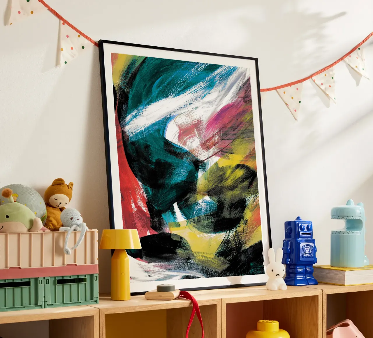 Abstract Artwork Colourful #4 poster con telaio in plastica da kathrinmay