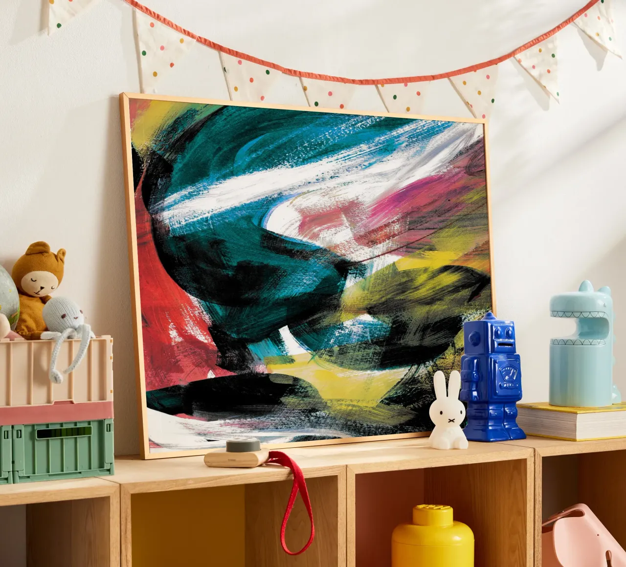 Abstract Artwork Colourful #4 poster con telaio in plastica da kathrinmay
