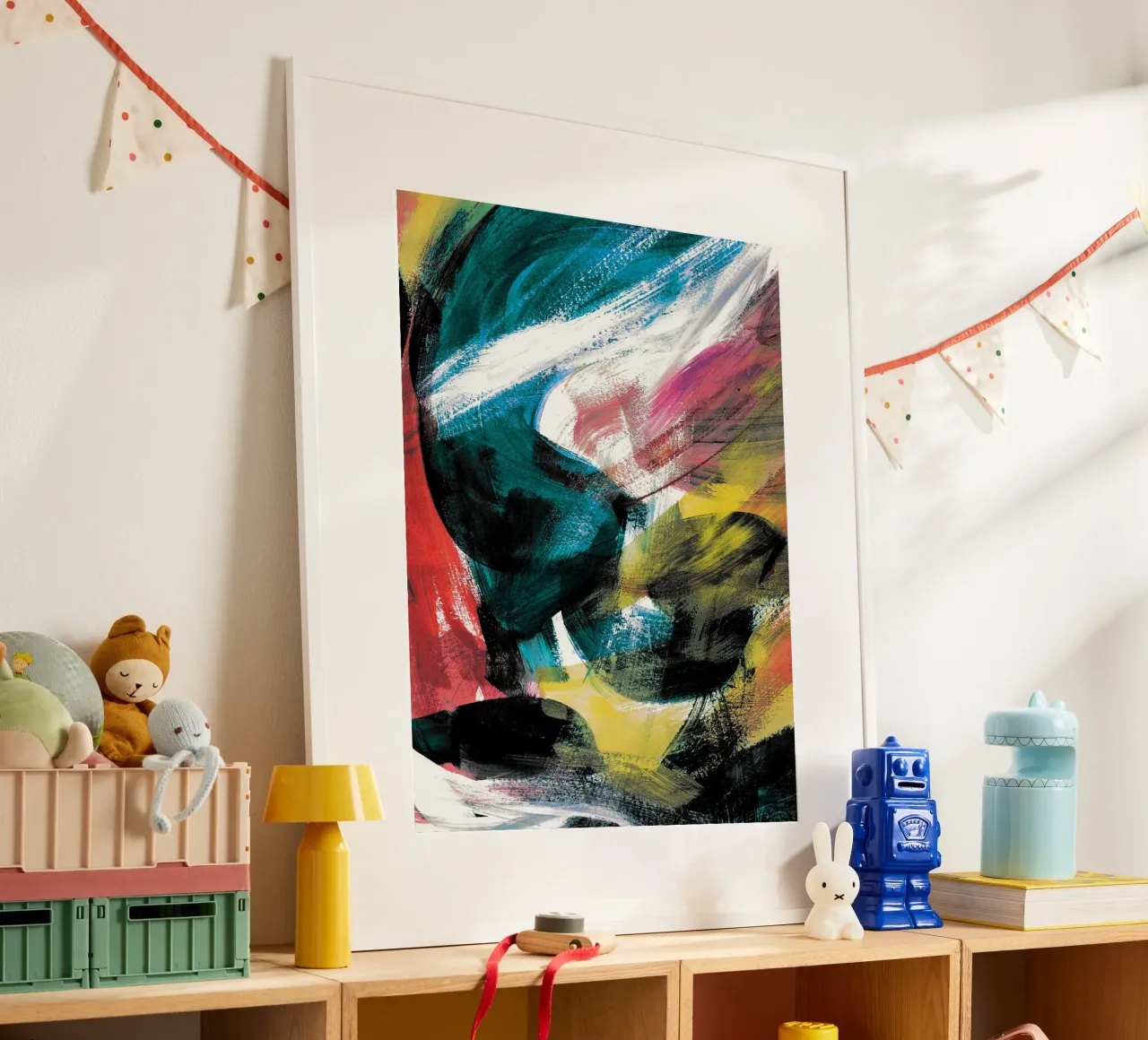 Abstract Artwork Colourful #4 poster con telaio in plastica da kathrinmay