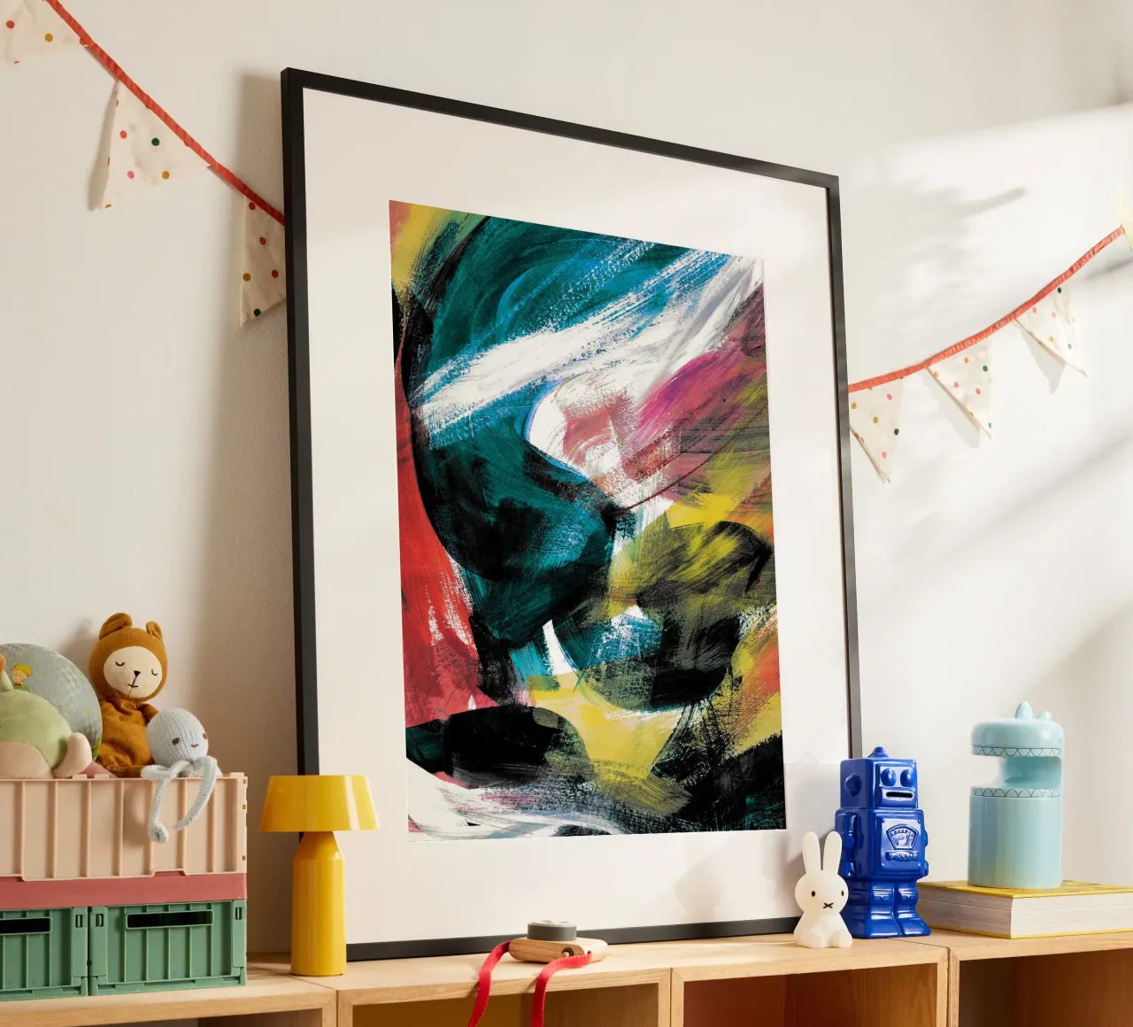 Abstract Artwork Colourful #4 poster con telaio in plastica da kathrinmay