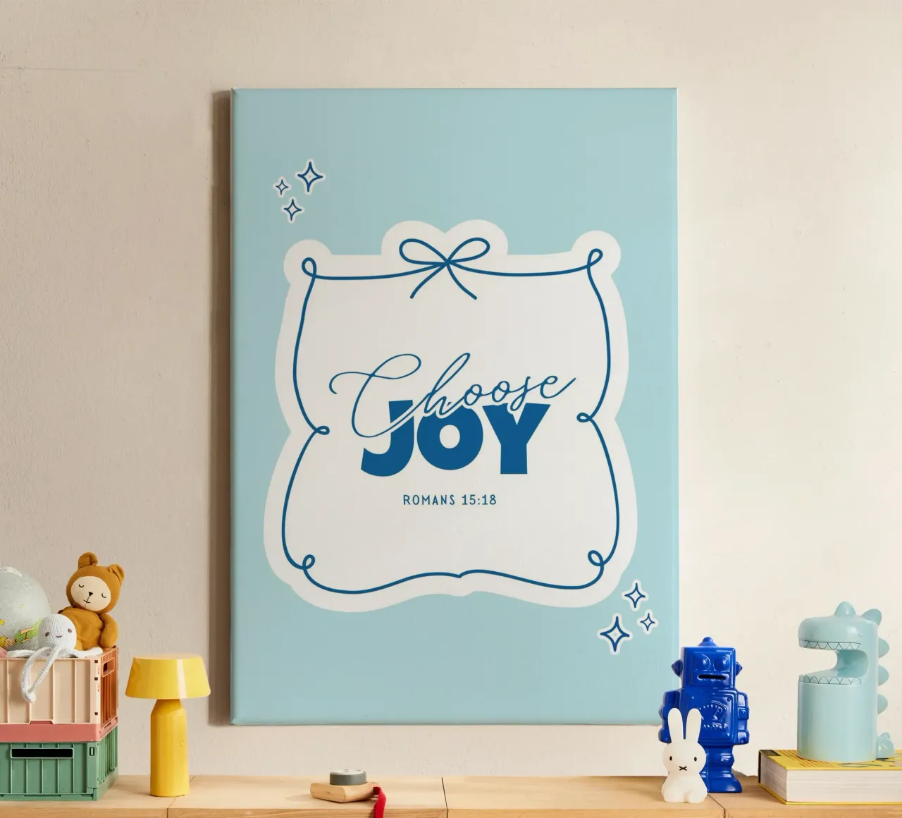 Choose Joy Romans 15:18 Art Print canvas with Floater frame by vintagepod