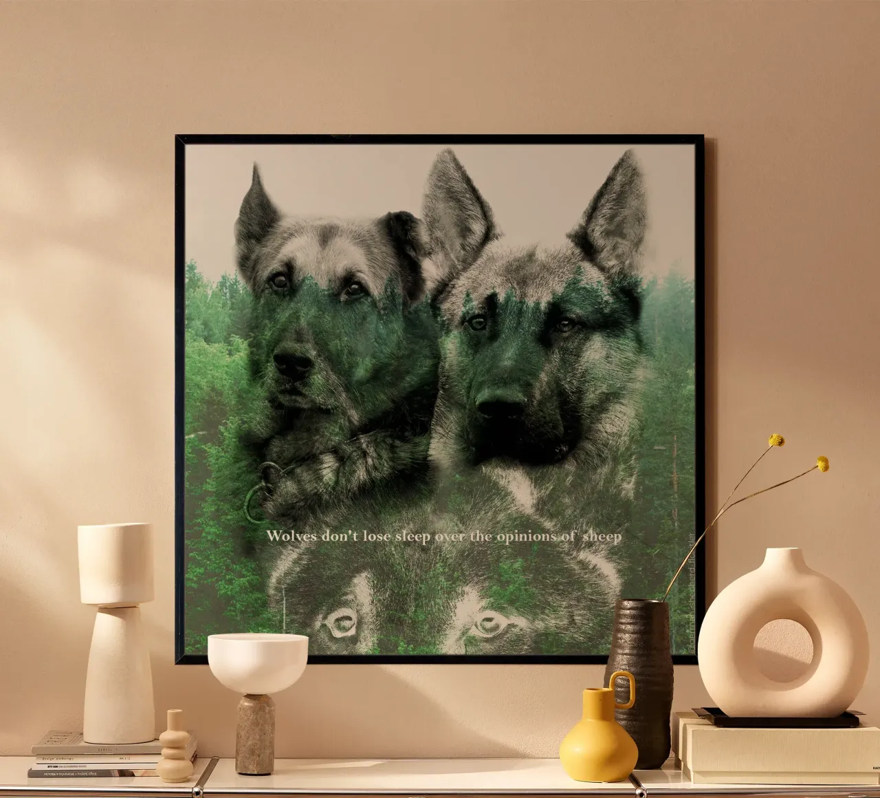 pastore tedesco poster con telaio in alluminio da Design by Soph