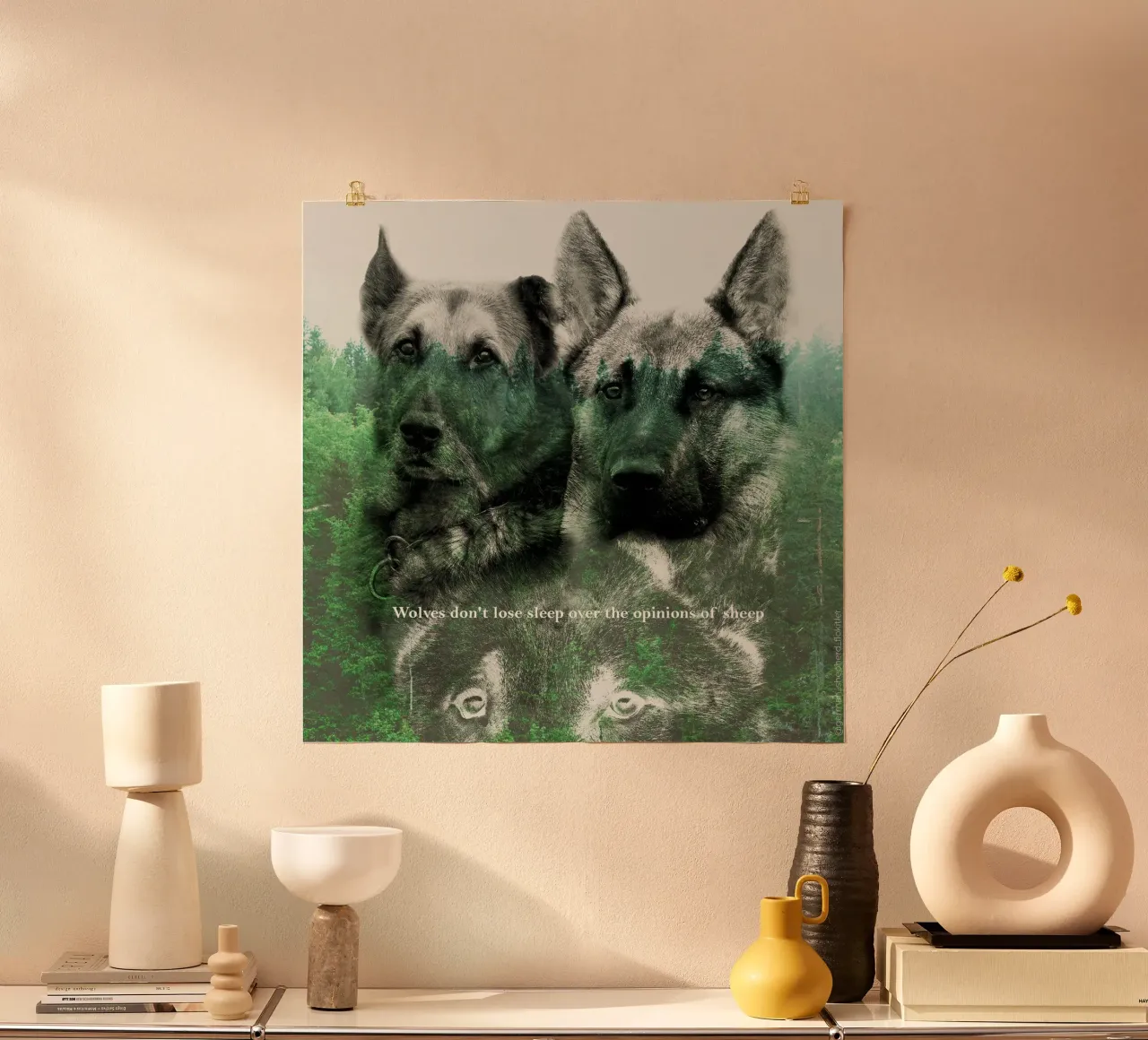 pastore tedesco poster con telaio in alluminio da Design by Soph