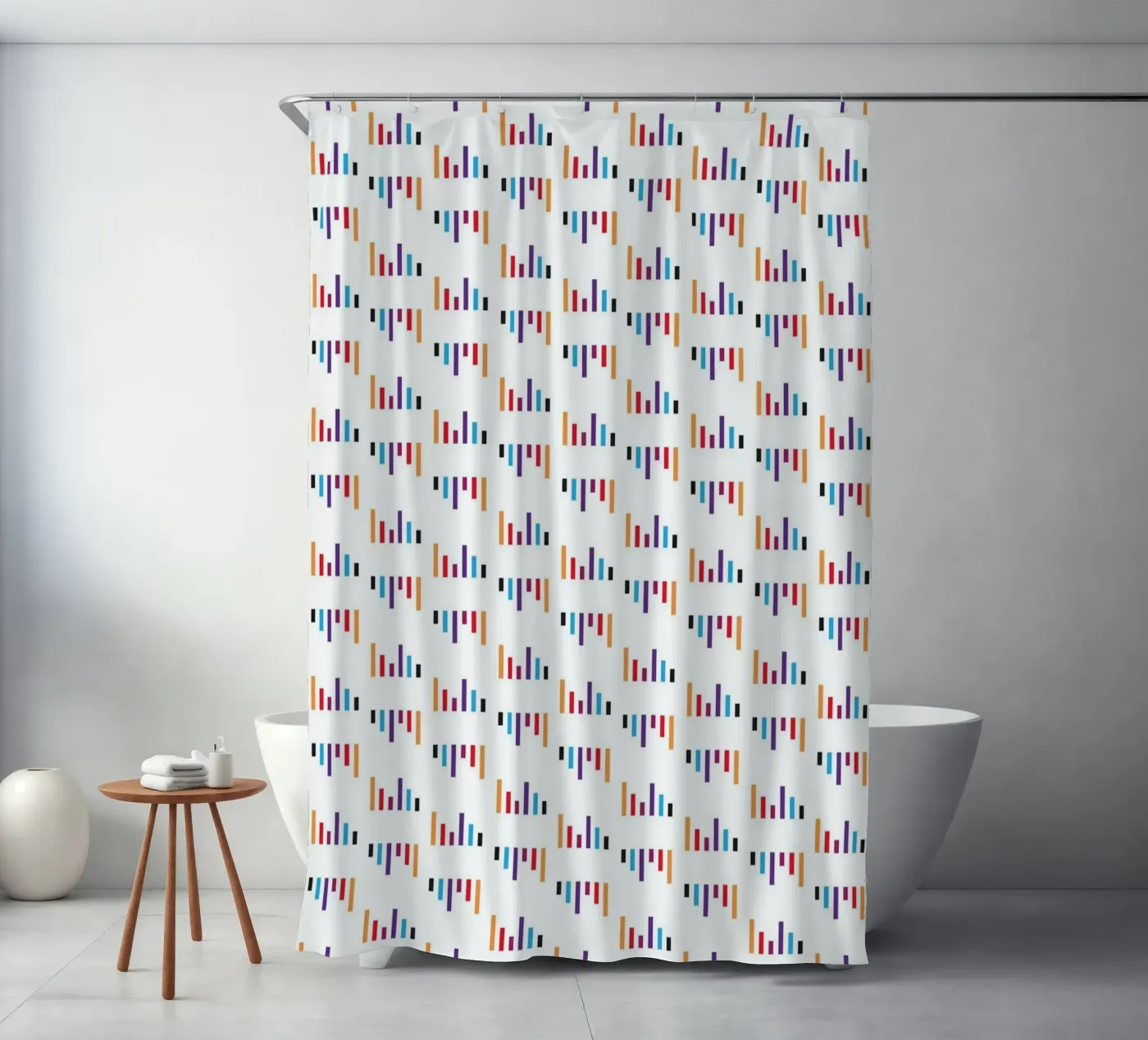 Colorful Parallel Lines Pattern (White Background) Duschvorhang von kathrinmay