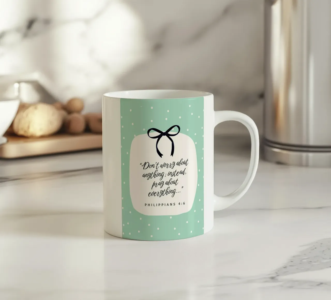 Non preoccupatevi, pregate per ogni cosa - Filippesi 4:6 tazza in ceramica da vintagepod