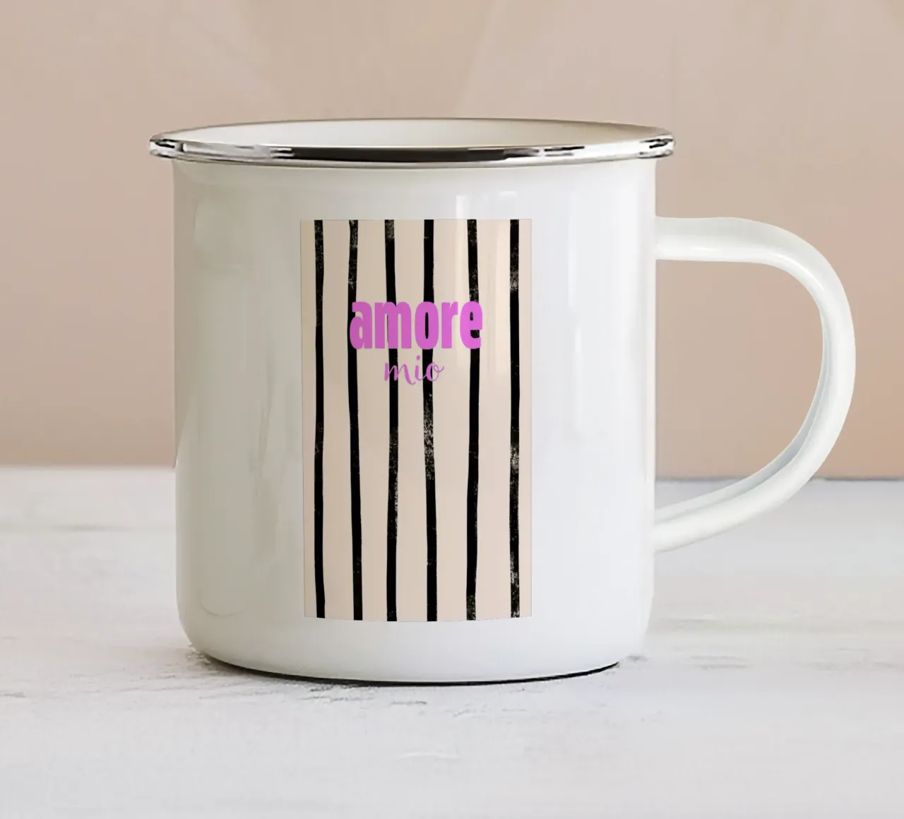 Amore mio tazza in smalto da Poster Print Studio