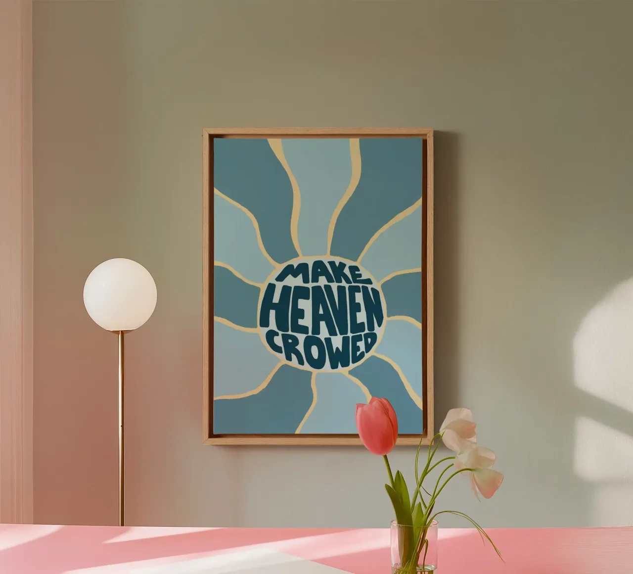 Make Heaven Crowded, cartel cristiano lienzo con Marco flotante de vintagepod