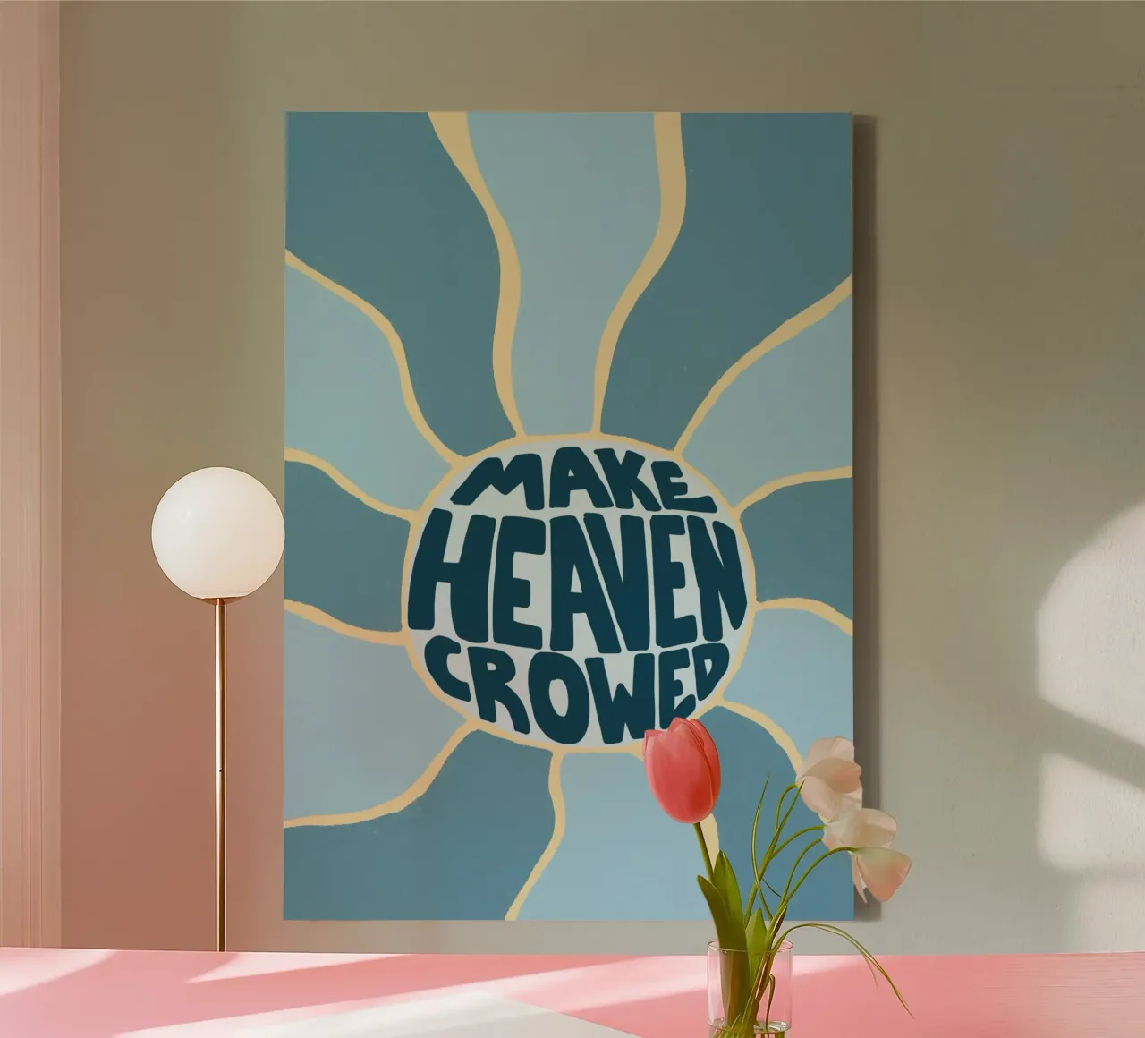 Make Heaven Crowded, cartel cristiano lienzo con Marco flotante de vintagepod