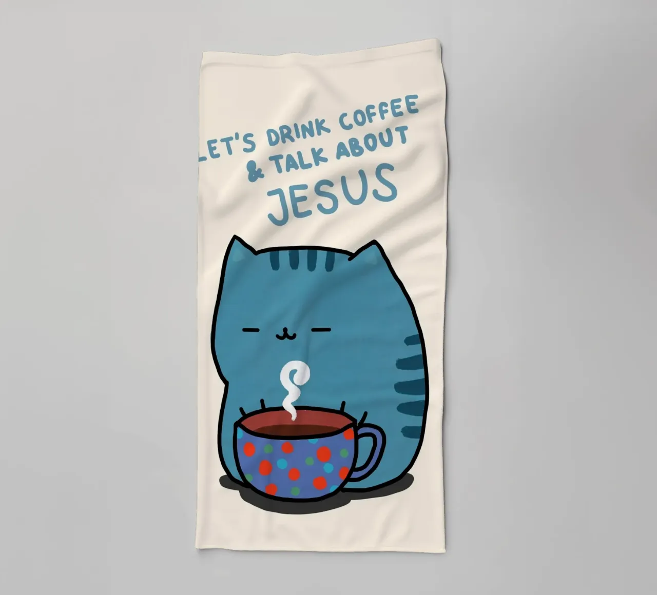 Bere caffè, parlare di Gesù gatto asciugamano da bagno da vintagepod