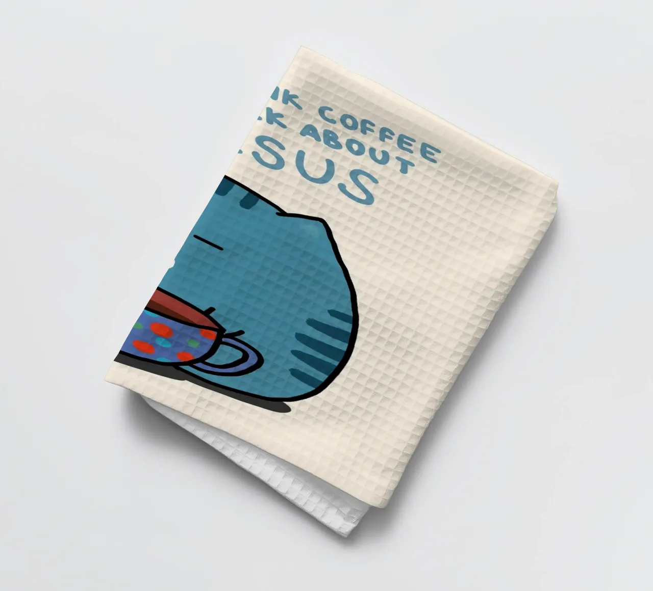 Bere caffè, parlare di Gesù gatto canovaccio da cucina da vintagepod