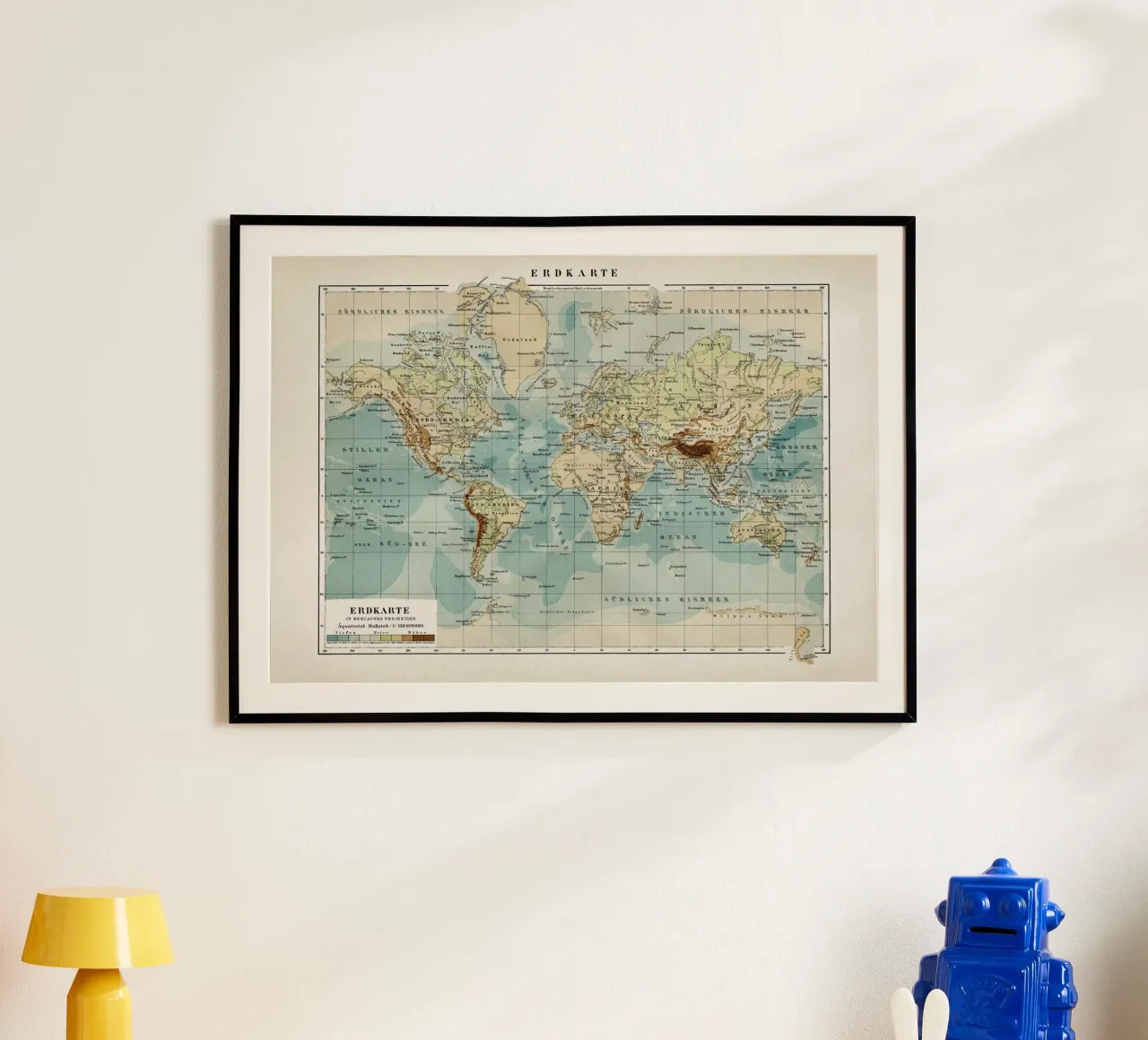 Vintage Brockhaus 8 Erdkarte poster da Vintage Print Collection
