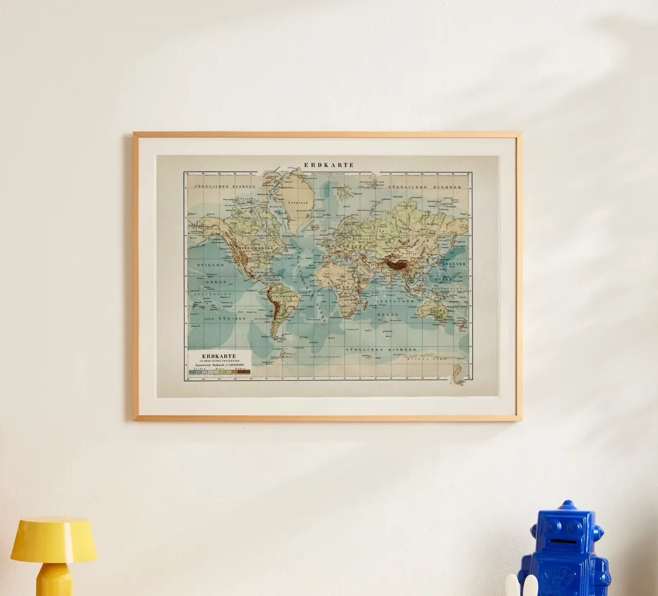 Vintage Brockhaus 8 Erdkarte poster da Vintage Print Collection