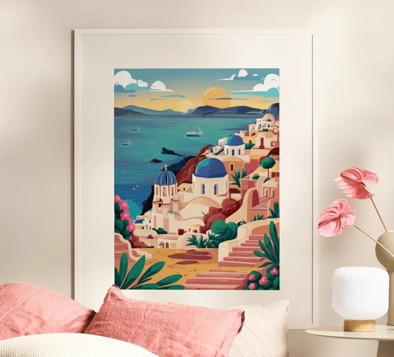 Cascata di colori Cliffside poster con telaio in alluminio da Heaven Craft