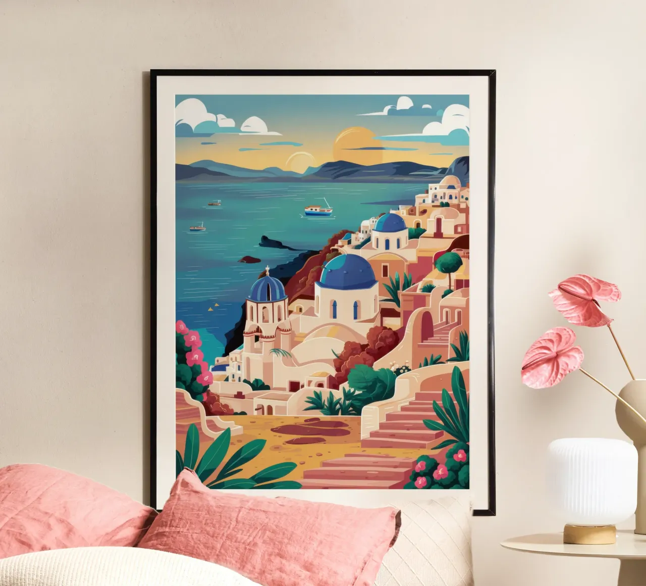 Cascata di colori Cliffside poster con telaio in alluminio da Heaven Craft