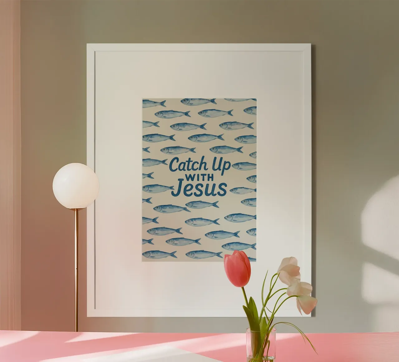 Catch Up with Jesus - Christliche Fischkunst Poster von vintagepod