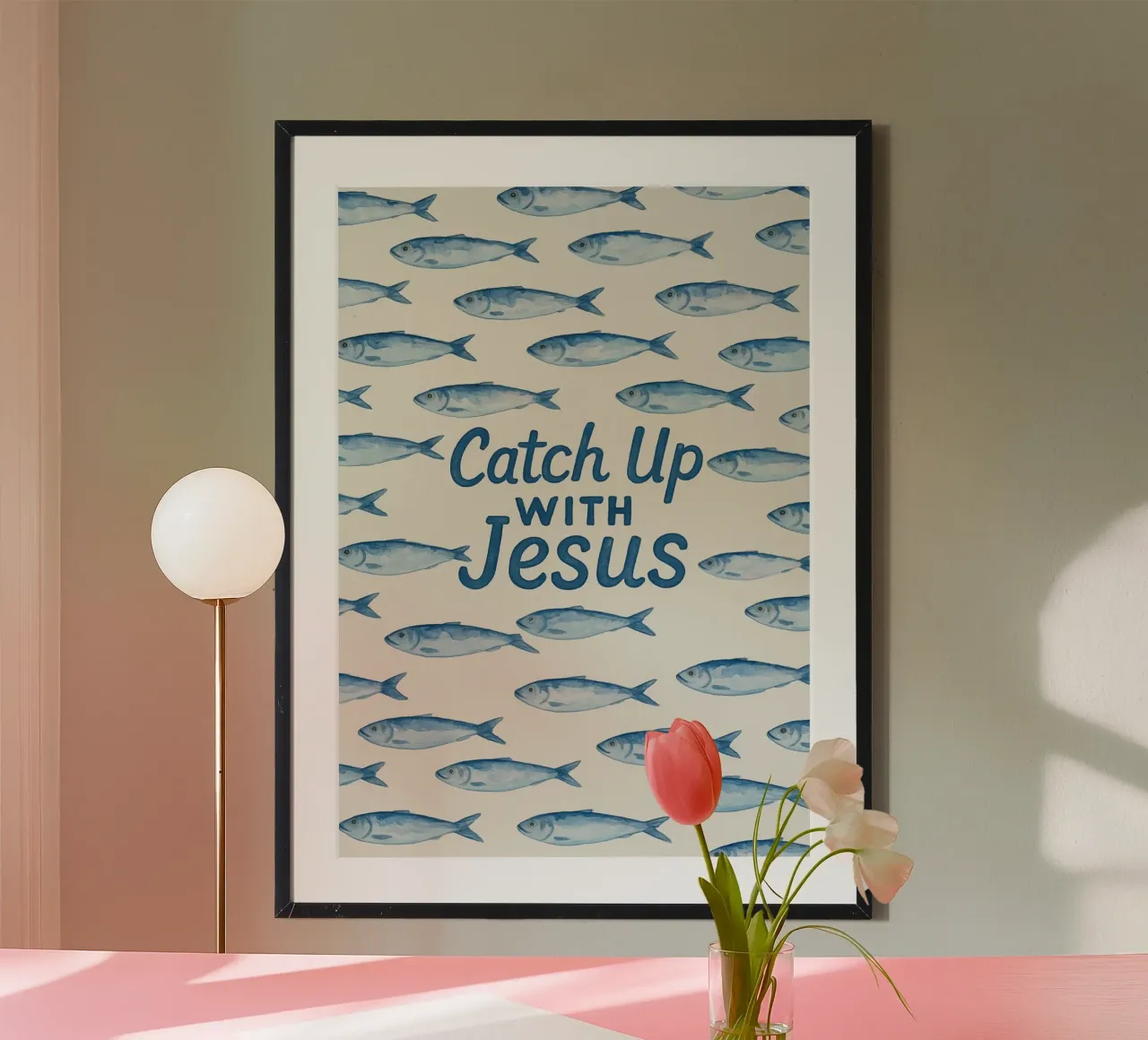Catch Up with Jesus - Christliche Fischkunst Poster von vintagepod