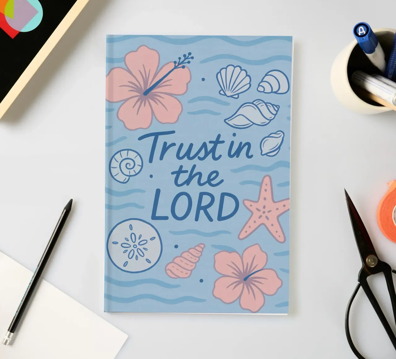Trust in the Lord, Beachy Art Print notebook by vintagepod