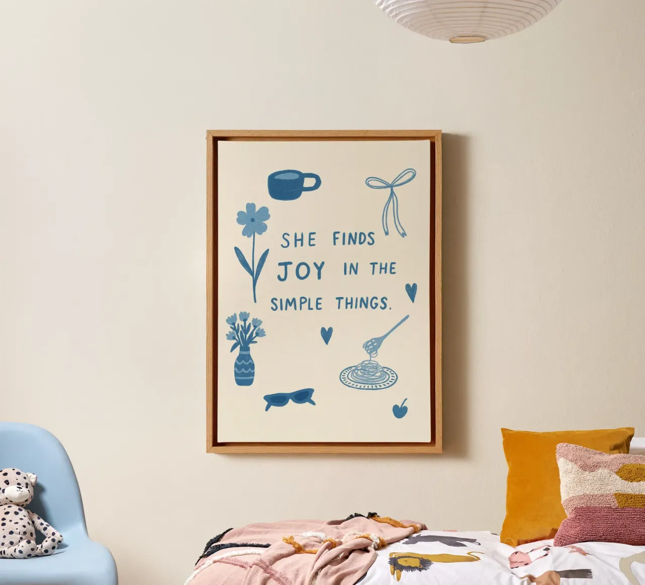 Elle trouve sa joie dans les choses simples toile avec Caisse américaine de vintagepod