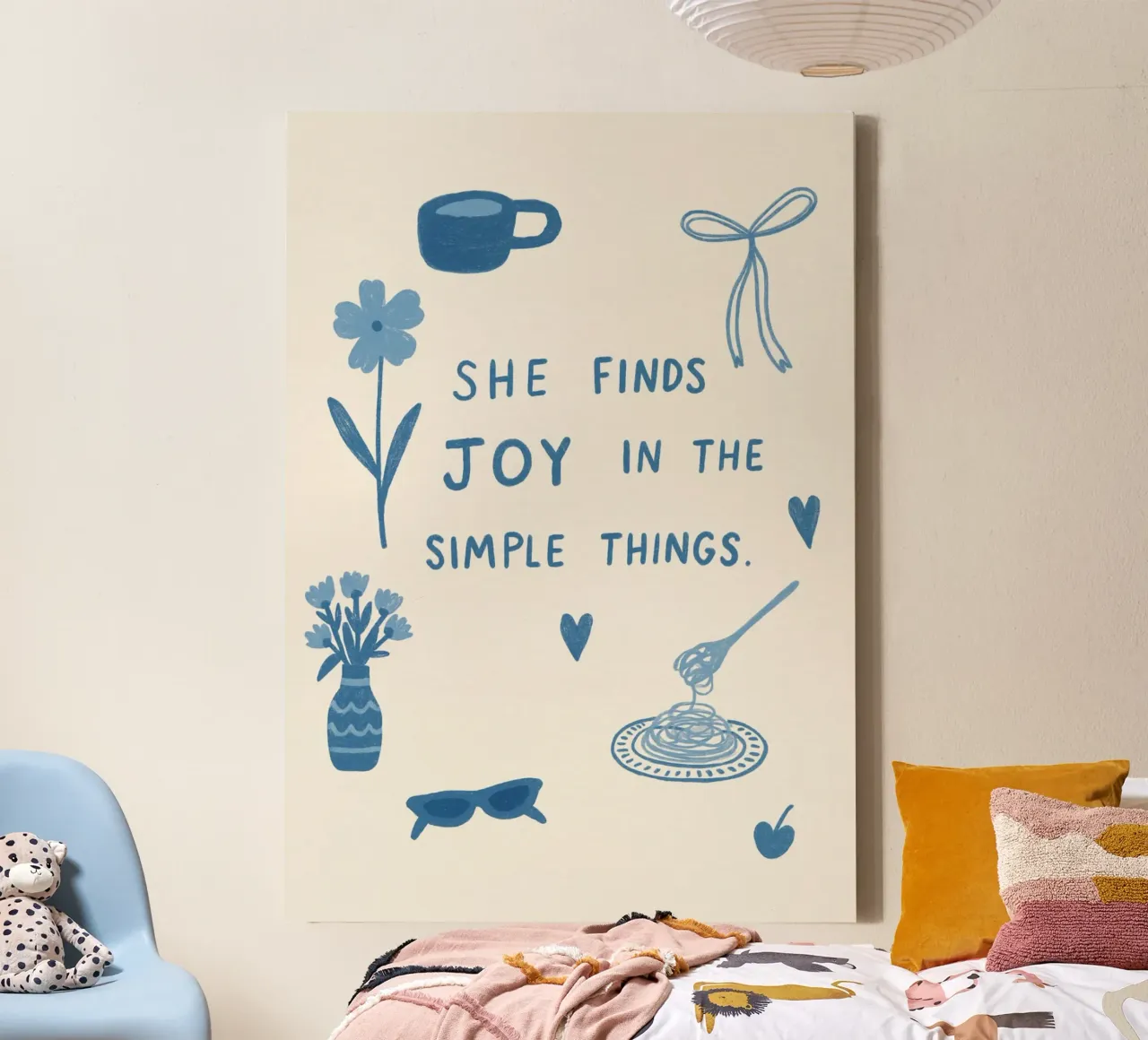 Elle trouve sa joie dans les choses simples toile avec Caisse américaine de vintagepod
