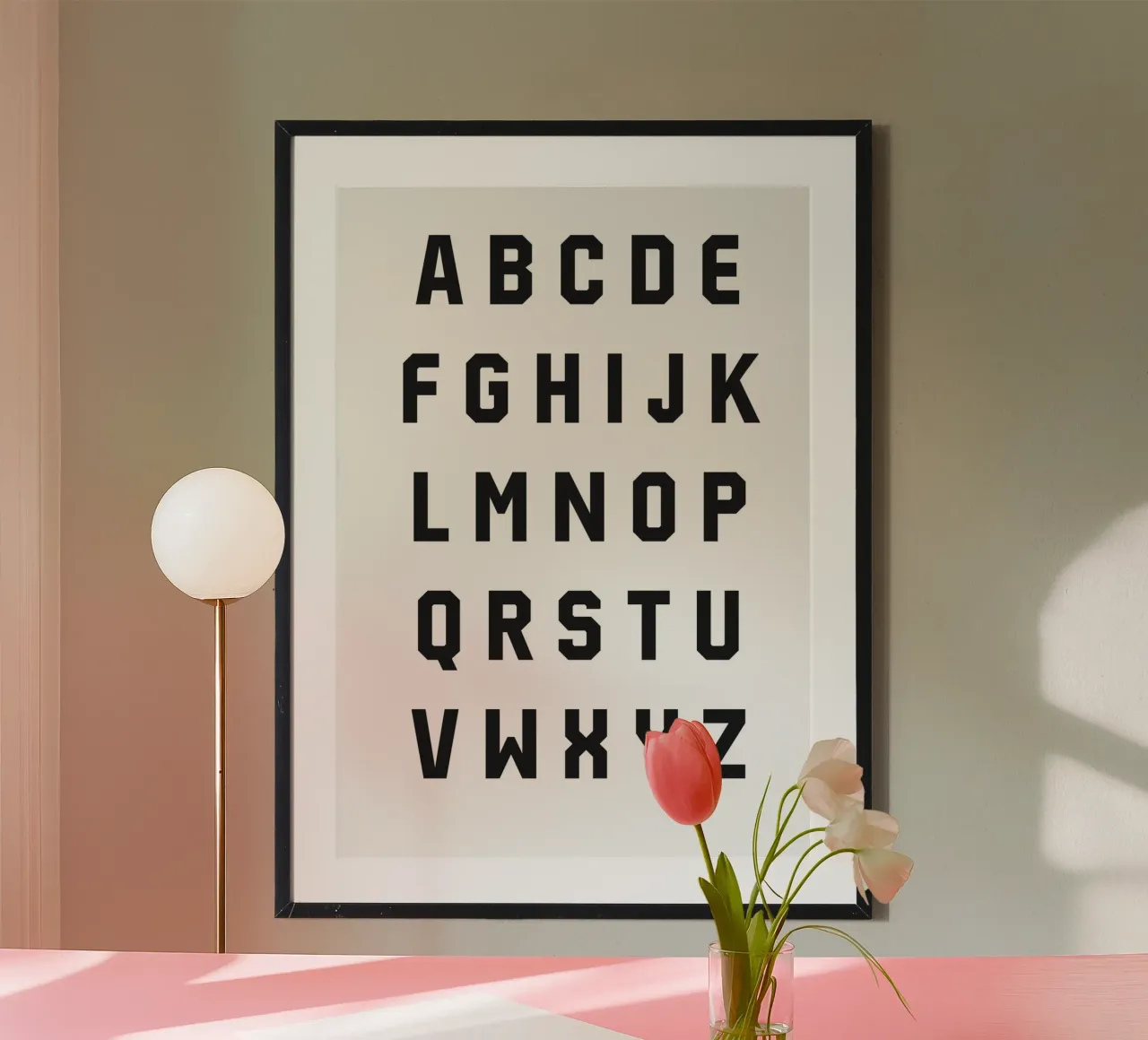 Typography Alphabet #2 poster con telaio in legno da kathrinmay