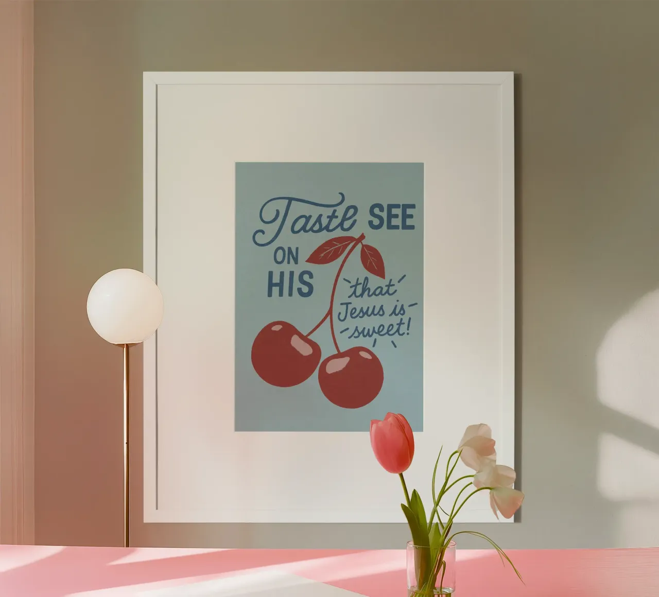 Proef en zie Jezus is zoet - Kunstdruk poster van vintagepod